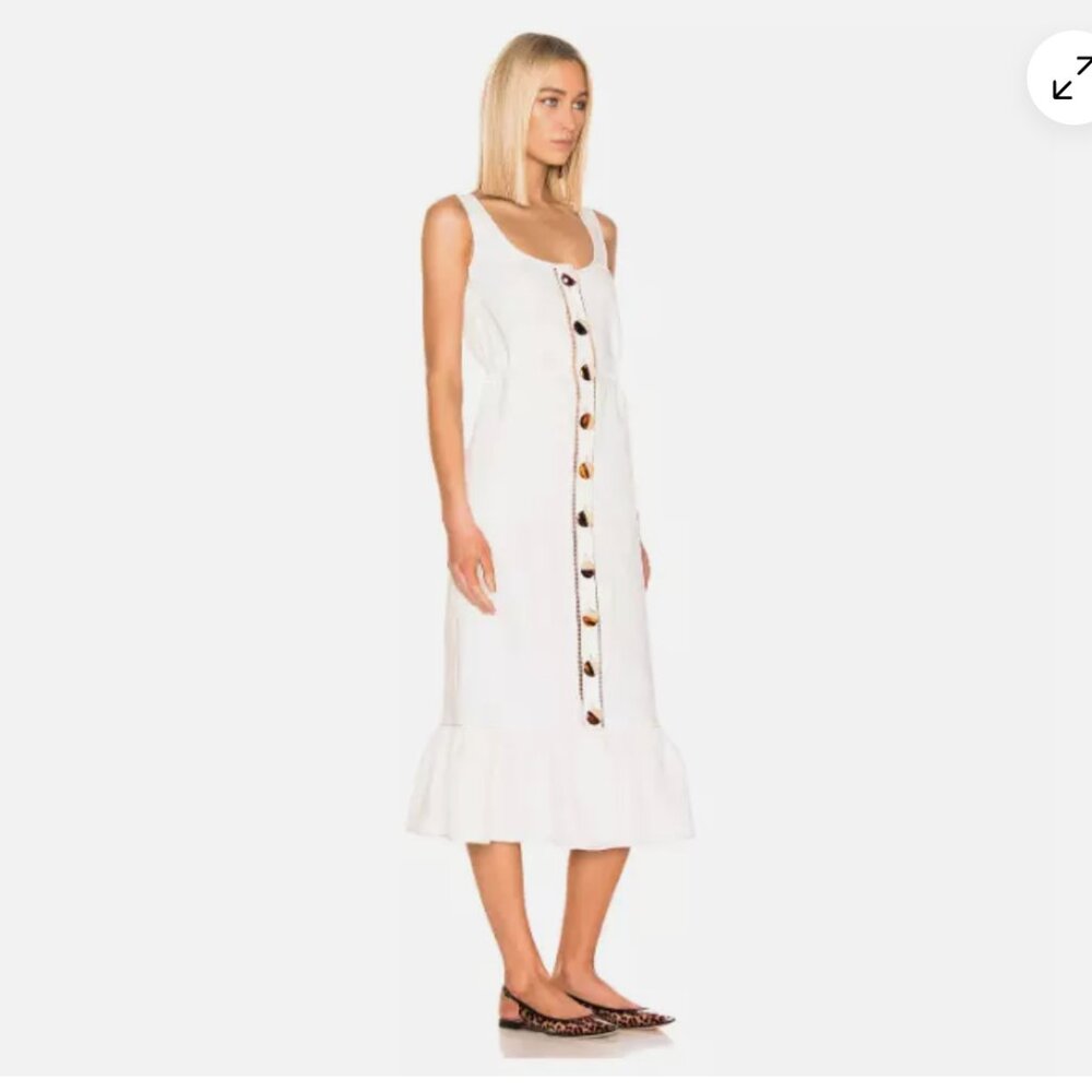 Nicholas Button Front Linen Dress with Pockets